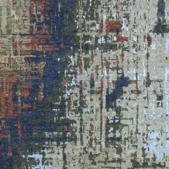 Abstract Painterly Wool and Silk Rug German Dye India (285×181)cm, painterly abstract rug, close-up detail 3