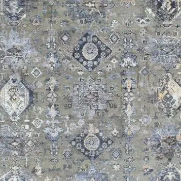 Pale Green Large Transitional Rug Veg Dye Wool& Bamboo silk India (450×364)cm, pale green transitional rug, close-up detail 2