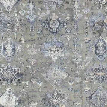 Pale Green Large Transitional Rug Veg Dye Wool& Bamboo silk India (450×364)cm, pale green transitional rug, close-up detail 3