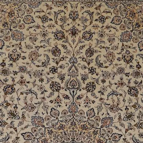 Traditional Persian Rug Kashan Soft Wool German Dye Iran (403x293)cm, pale kashan persian rug, close-up detail 1