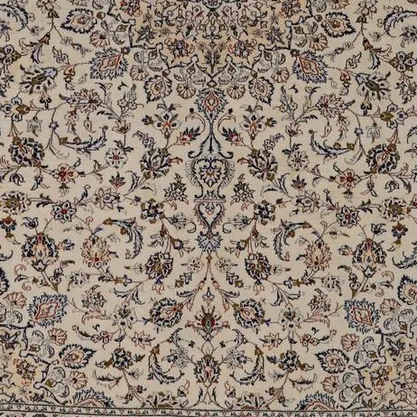 Traditional Persian Rug Kashan Soft Wool German Dye Iran (403x293)cm, pale kashan persian rug, close-up detail 3