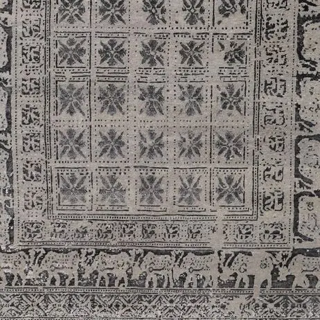 Wool and silk Pazyryk Rug, pazyryk wool and silk rug, close-up detail 3