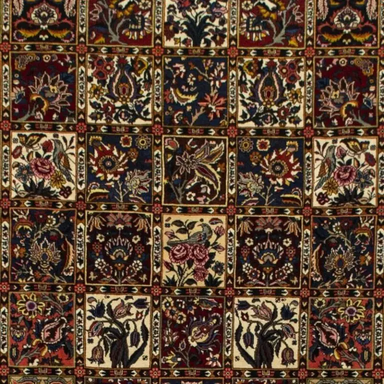 Persian Bakhtiar NZ Wool Rug Super Fine Double Hand Knotted Veg Dye Iran(369 x 259)cm, persian bakhtiar garden rug, close-up detail 1