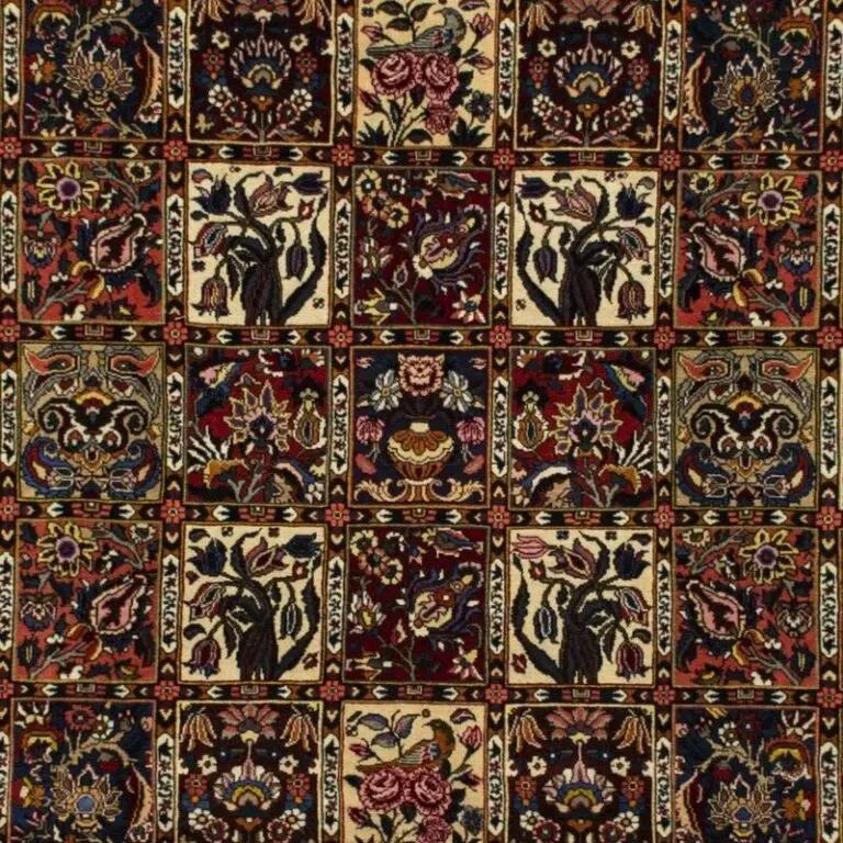Persian Bakhtiar NZ Wool Rug Super Fine Double Hand Knotted Veg Dye Iran(369 x 259)cm, persian bakhtiar garden rug, close-up detail 2