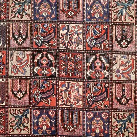 Persian Bakhtiar Paradise Design Rug Double Hand Knotted Iran (375×305)cm, red bakhtiar paradise rug, close-up detail 2
