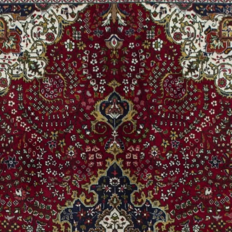 Persian Hand Knotted Tabriz Lamb Wool German Dye Iran (300×196)cm, red botanical tabriz rug, close-up detail 1