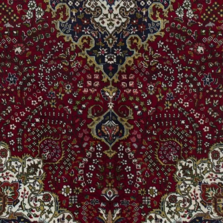 Persian Hand Knotted Tabriz Lamb Wool German Dye Iran (300×196)cm, red botanical tabriz rug, close-up detail 3