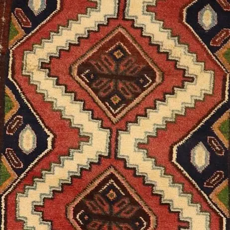 Hamedan Persian Runner Tribal Wool (289×80)cm, red hamedan persian runner, close-up detail 1