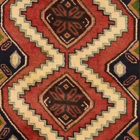 Hamedan Persian Runner Tribal Wool (289×80)cm, red hamedan persian runner, close-up detail 2