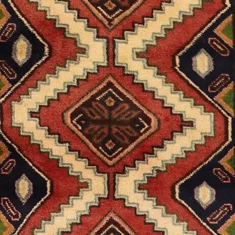 Hamedan Persian Runner Tribal Wool (289×80)cm, red hamedan persian runner, close-up detail 3