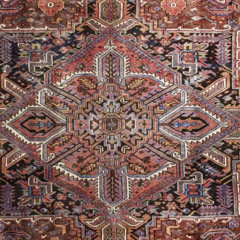 Heriz Tribal hand knotted NZ Wool Rug Veg Dye Iranian (408×304), red heriz persian rug, close-up detail 2