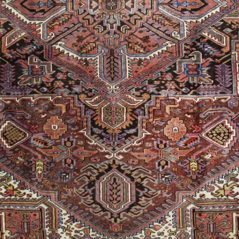 Heriz Tribal hand knotted NZ Wool Rug Veg Dye Iranian (408×304), red heriz persian rug, close-up detail 3