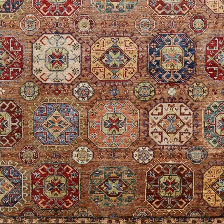 Super Kazak Lamb Wool Veg Dye Double hand Knotted Afghan (396×308)cm, red kazak lamb wool rug, close-up detail 3