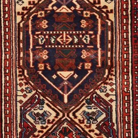 Serapy Persian Double Hand Knotted Runner NZ Wool German Dye Iran (314 x 85)cm, red serapy persian runner, close-up detail 2