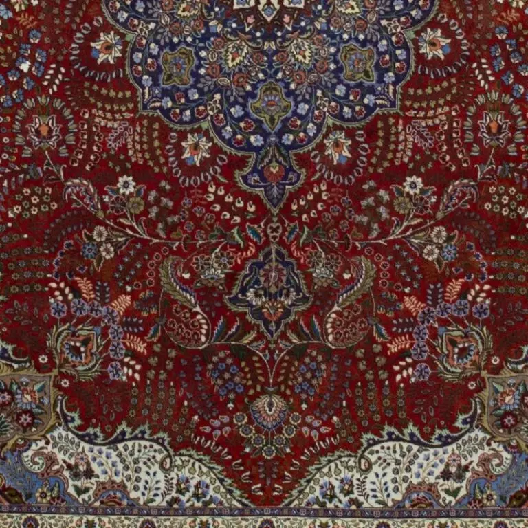 Tabriz Persian Rug 40 Raj (293×208)cm, red tabriz persian rug, close-up detail 3