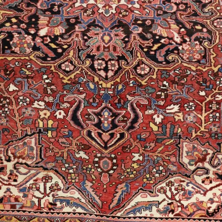 Persian Heriz Tribal Rug, red tribal heriz persian rug, close-up detail 3