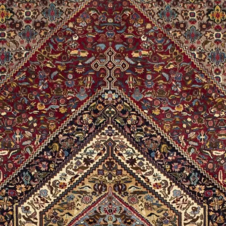 zabul Rug Vintage hand knotted Lamb Wool Veg Dye Iran (292×206), red vintage zabul rug, close-up detail 1
