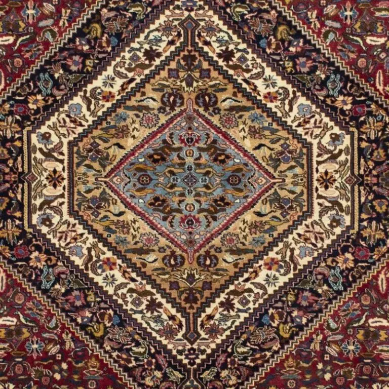 zabul Rug Vintage hand knotted Lamb Wool Veg Dye Iran (292×206), red vintage zabul rug, close-up detail 2