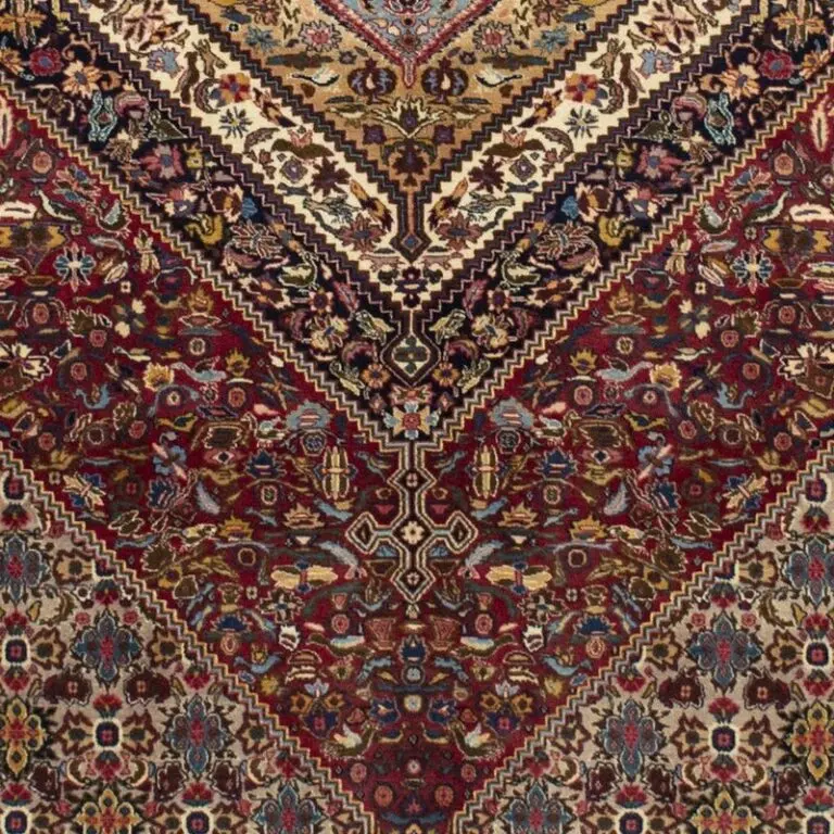 zabul Rug Vintage hand knotted Lamb Wool Veg Dye Iran (292×206), red vintage zabul rug, close-up detail 3