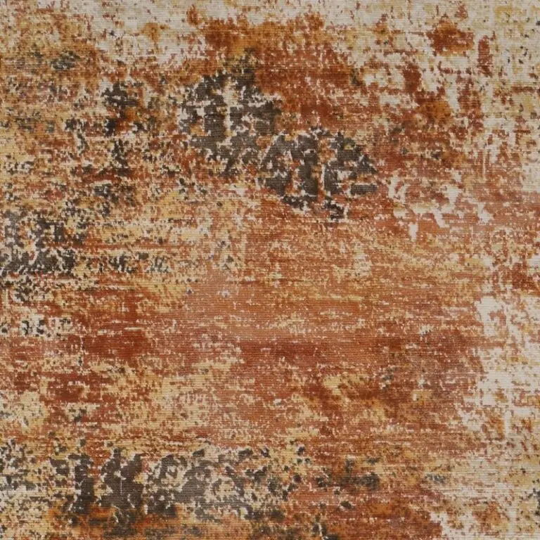 Abstract Rug in Rust Hand made Indian (354×248)cm, rust abstract handmade rug, close-up detail 1
