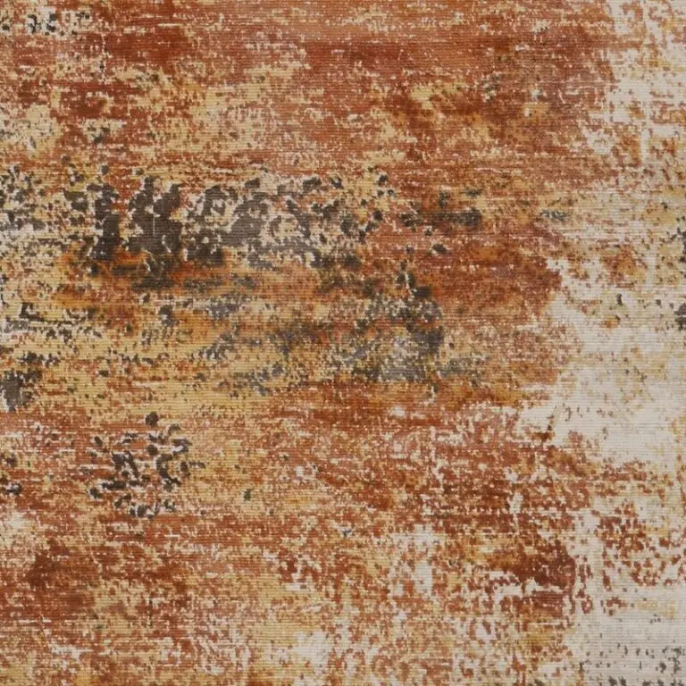 Abstract Rug in Rust Hand made Indian (354×248)cm, rust abstract handmade rug, close-up detail 2