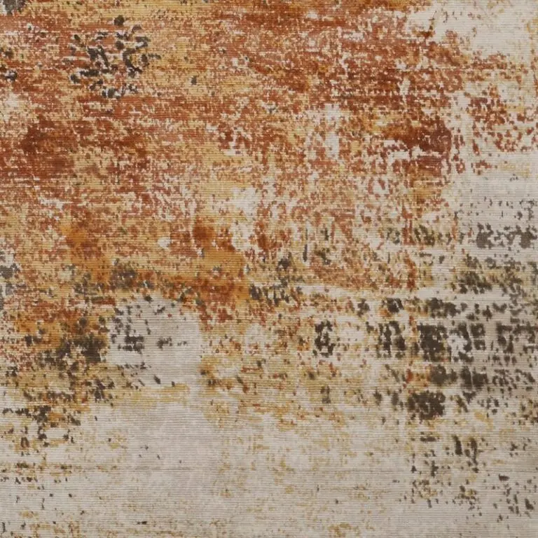 Abstract Rug in Rust Hand made Indian (354×248)cm, rust abstract handmade rug, close-up detail 3