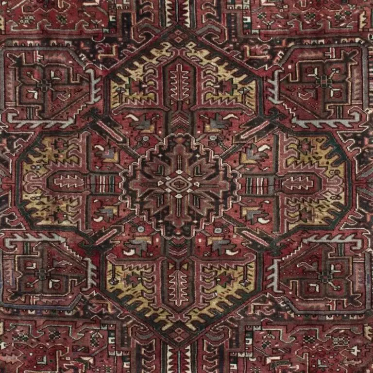 Heriz Tribal Double Hand Knotted Rug Lamb Wool Veg Dye Iran (339 x 263)cm, rust heriz tribal rug, close-up detail 2