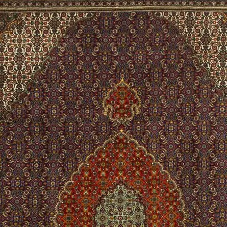 Persian Mahi Super Fine fine Rug 40 Raj Double Hand Knotted Lamb Wool Veg Dye Iran(395×304)cm, rust tabriz mahi persian rug, close-up detail 1