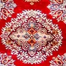 Scarlet Super Fine Kazak Runner NZ Wool Veg Dye Afghan (396 x 82)cm, scarlet kazak runner, close-up detail 2