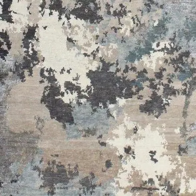 Abstract Rug Silver NZ Wool&Bamboo Silk Veg Dye India (419×305)cm, silver abstract wool rug, close-up detail 3