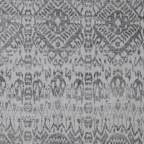 Contemporary Wool & Bamboo Silk rug hand Knotted Silver Black Veg Dye India (355×274)cm, silver black wool silk rug, close-up detail 3