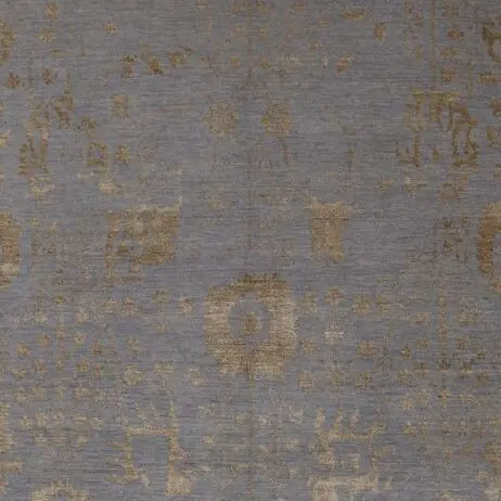 Vase Design Rug Silver, Gold Transitional NZ Wool & Bamboo Silk Veg Dye India(423×306) cm, silver gold vase design rug, close-up detail 1