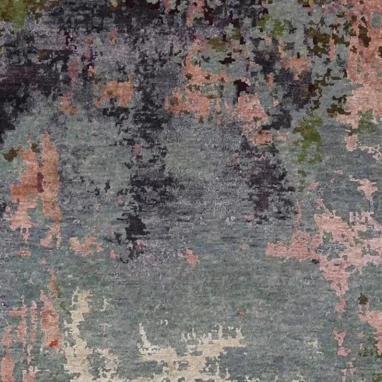 Colours of Spring Abstract Wool & Silk India(294 x 248)cm, spring colours abstract rug, close-up detail 1