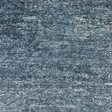 Blue Print Rug ()366x244cm, teal blueprint wool rug, close-up detail 2