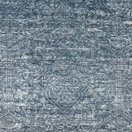 Blue Print Rug ()366x244cm, teal blueprint wool rug, close-up detail 3