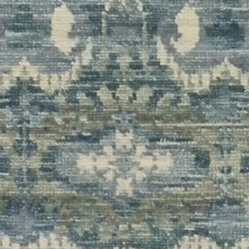 Tapestry Look Hall Runner Wool Veg Dye India (309 x 81)cm, teal tapestry hall runner, close-up detail 3