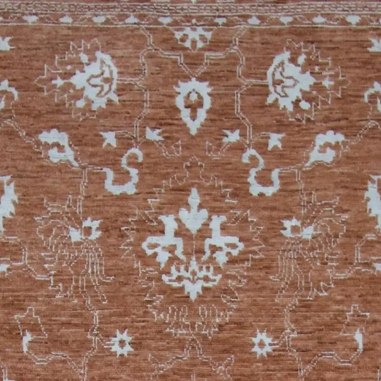 Break Garden rug, terracotta transitional rug, close-up detail 1