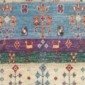 Violet Touch Gabbeh Hand Knotted NZ Wool Veg Dye Afghan (306 x 82), violet gabbeh runner, close-up detail 1