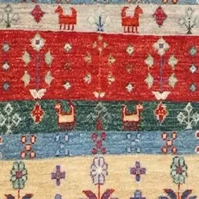 Violet Touch Gabbeh Hand Knotted NZ Wool Veg Dye Afghan (306 x 82), violet gabbeh runner, close-up detail 2