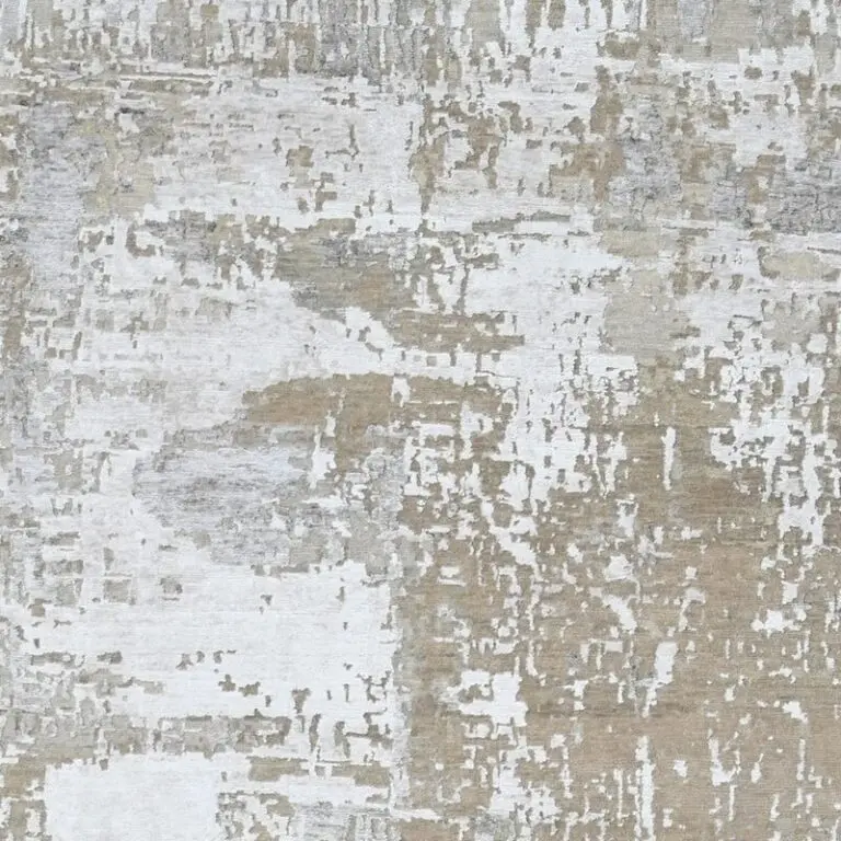 Sand and Snow Modern Rug, beige modern abstract rug, close-up detail 1