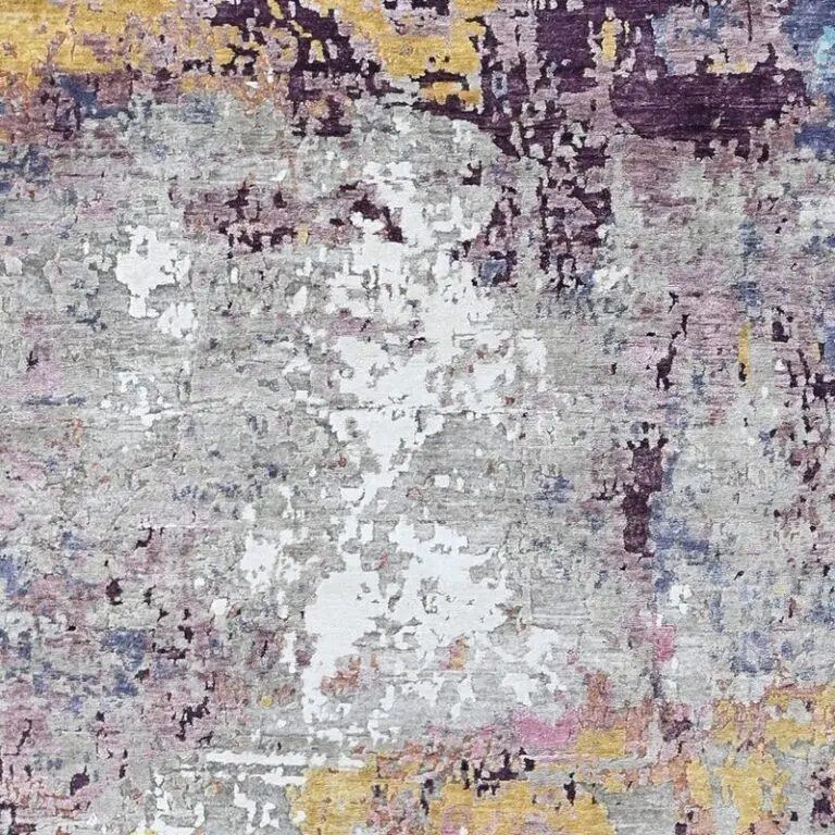 Sunset Rug, abstract wool and silk rug, close-up detail 1