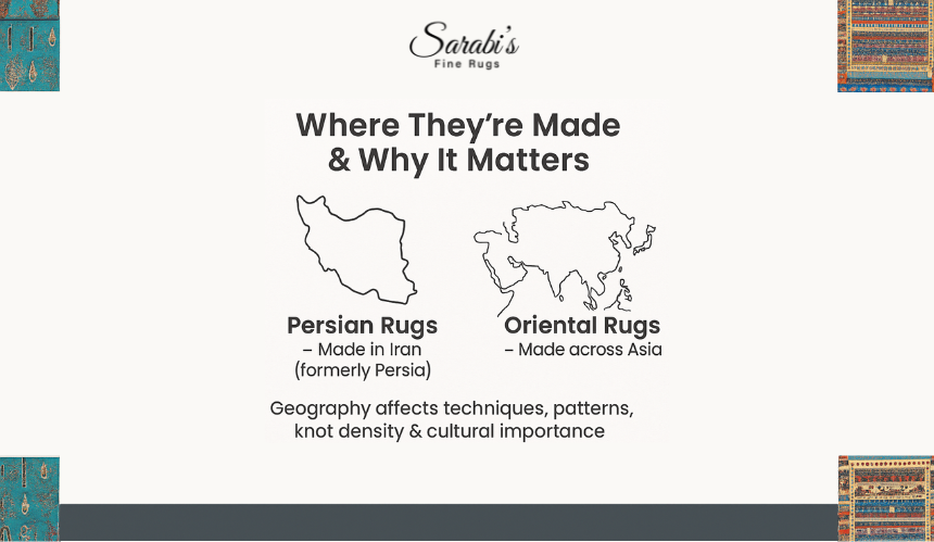 What is the difference between Persian rugs and Oriental rugs?