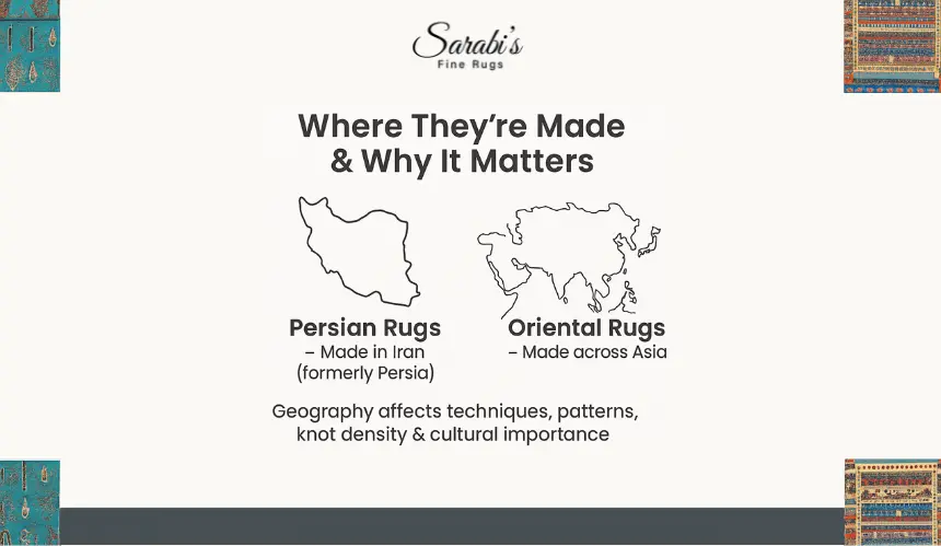 What is the difference between Persian rugs and Oriental rugs?