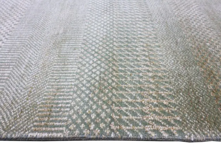 Olive Grove Rug, green and gold grass rug, close-up detail 1