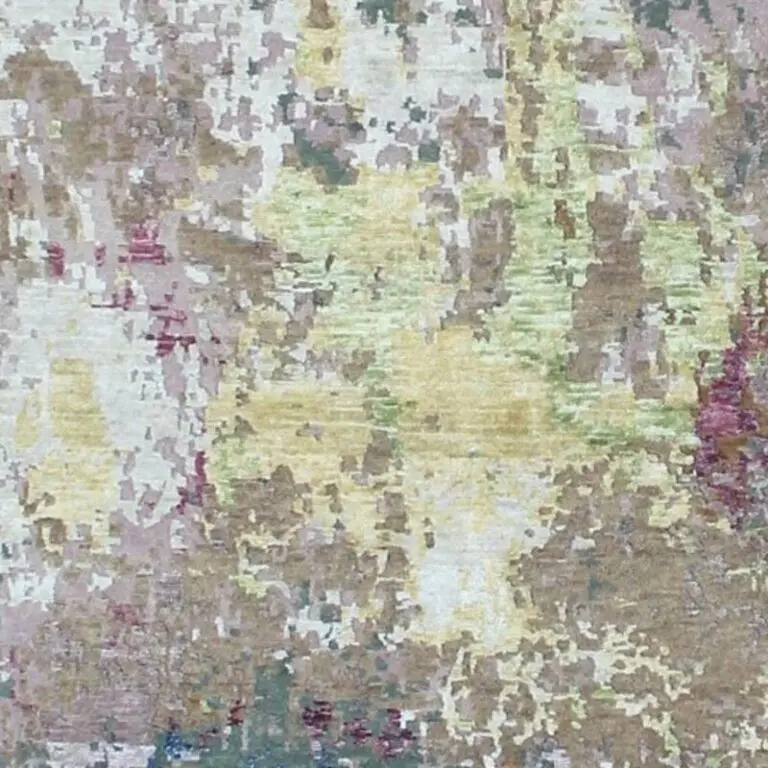 Twilight Garden Rug, navy abstract rug, close-up of the hand knotted pile, detail 2