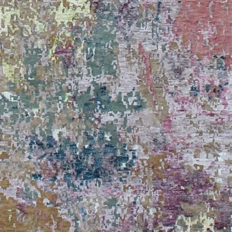 Twilight Garden Rug, navy abstract rug, close-up of the hand knotted pile, detail 3